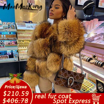 Women's Jacket Real Fur Coat Winter Genuine Women Short Section Warm Thick Fox Fur Coat Vests Slim Female Fur Coat Natural Fur