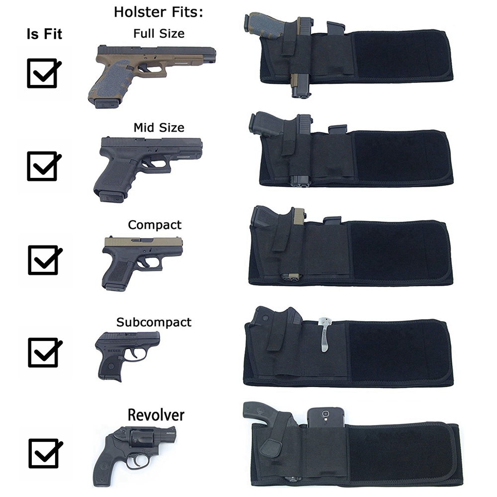 Tactical Belly Gun Holster Invisible Belt Bag Concealed Carry Elastic Girdle Waist Pistol Case for Glock Phone Hunting Magazine