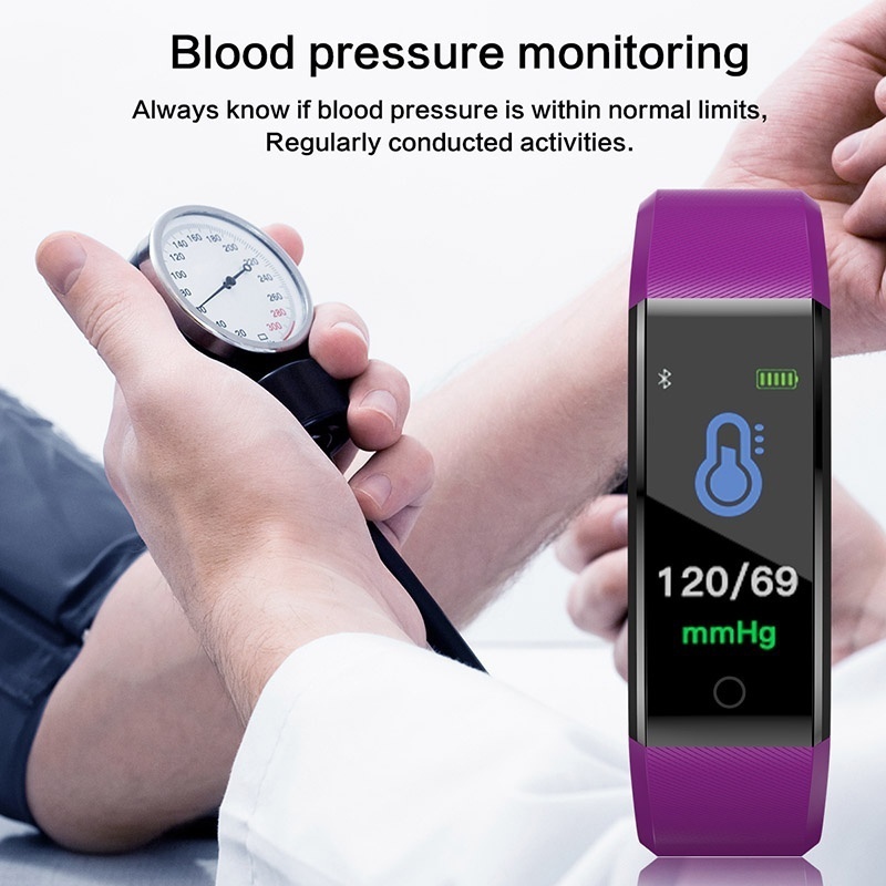 Waterproof Screen Smart Blood Pressure Heart Rate Pedometer Heart Rate Monitor Wireless Sports Watch Outdoor Fitness Equipment