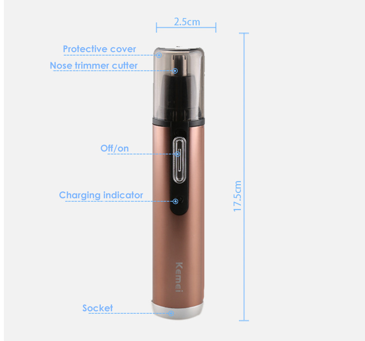 kemei 4 in 1 electric nose trimmer rechargeable women face care beard electric shaver for nose & ear men's ear nose hair cutter