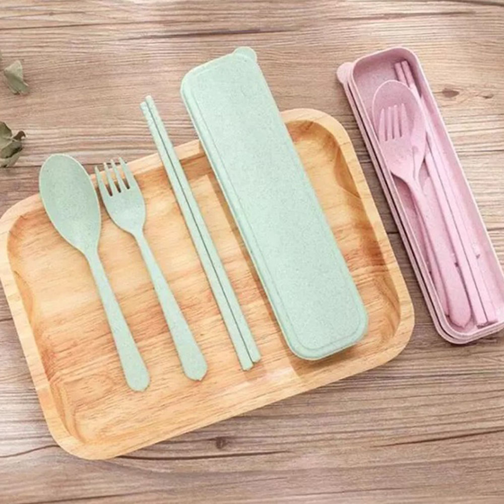 Environmentally Portable Chopstick set with spoon Fork Tableware Travel Outdoor Chopsticks Kitchen storage Organizer box