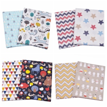 2PCS Cat Dog Animals 100% Cotton Fabric For Kids,Sewing Quilting Bed Sheet Fat Quarters Textile Fabric For Baby Child