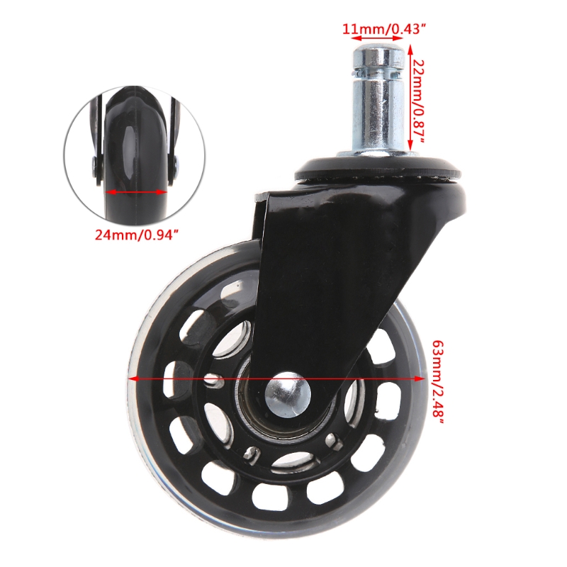 Universal 2.5\" PU Style Office Chair Wheels Replacement Chair Caster