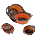 Portable Folding Bucket Foldable Silicone Colander Fruit Vegetable Washing Basket Wash Bucket Outdoor Strainer Kitchen Tools