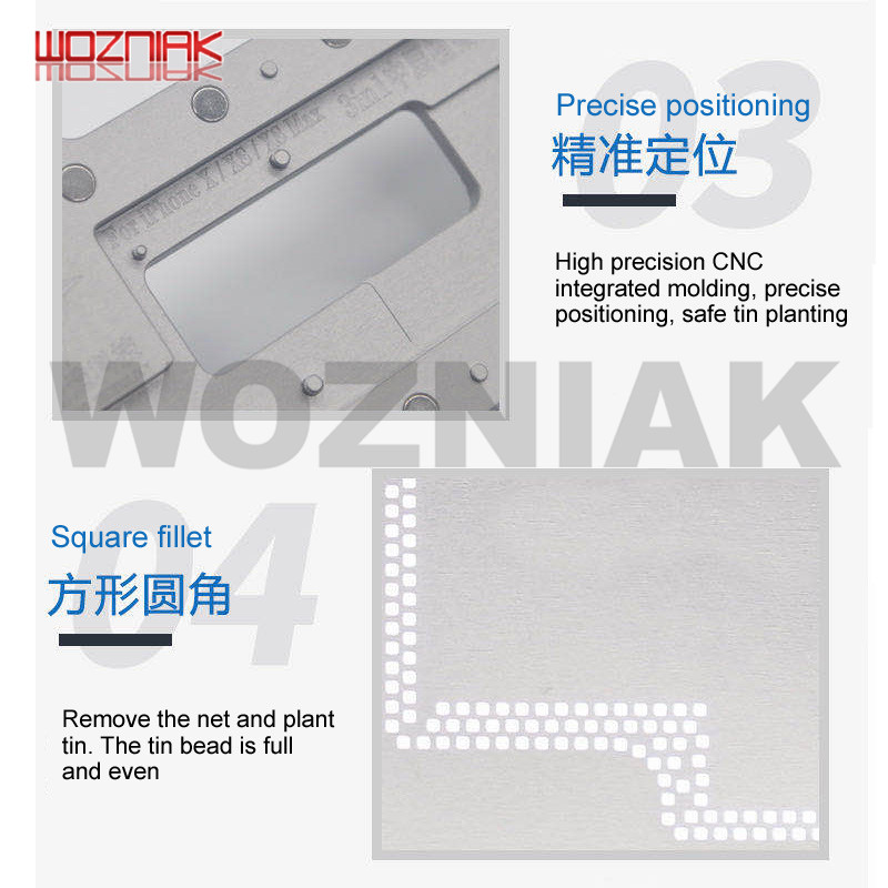 WOZNIAK 6IN1 Middle Frame Platform BGA Reballing Tin Stencil for iPhone X XS XSMAX 11 pro max Motherboard Fixture Same Qianli