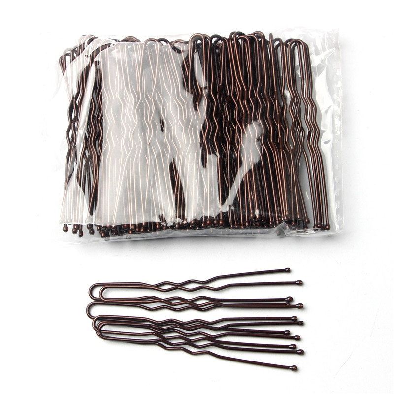 50/100 PCS/Bag 5cm U Shaped Alloy Hairpins Waved Hair Clips Simple Metal Bobby Pins Barrettes Bridal Hairstyle Tools Accessories