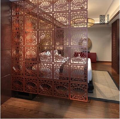 6pcs Chinese fashion minimalist entrance off screen curtain wall panels hanging hollow wood living room wall movement