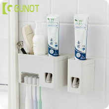 GUNOT Automatic Toothpaste Dispenser Multifunctional Toothbrush Holder Plastic Storage Rack Wall-Mount Bathroom Accessories Sets