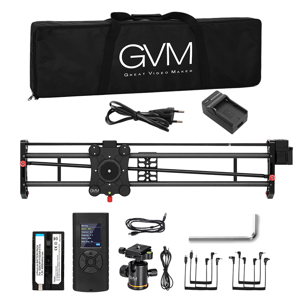 GVM GR-120QD 120cm Motorized Photography Camera Slider Track Dolly Video Stabilizer Rail Carbon Fiber & Aluminum Alloy Material