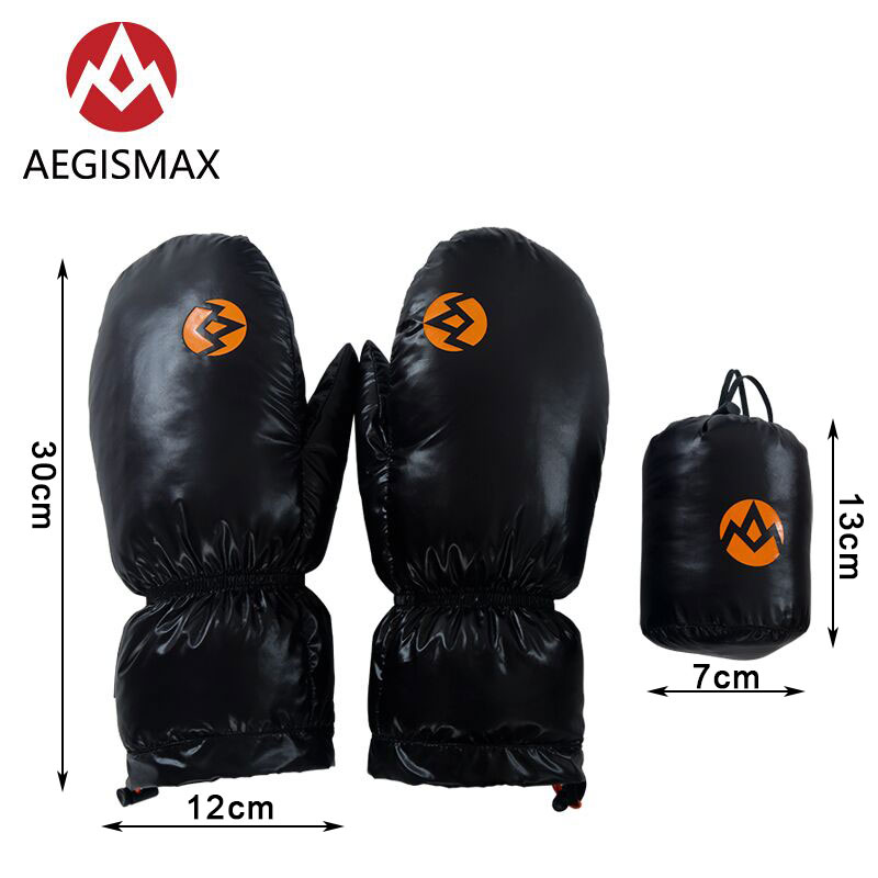 AEGISMAX Unisex Winter Warm Nylon 95% White Goose Down Gloves Full Fingers Mitten For Skiing Snowboard Cycling Hiking Camping
