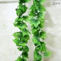 2pcs 2.3m Long Artificial Vine Grape Leaf Green Silk Fake Artificial Ivy Fake Plant for Home Party Decoration