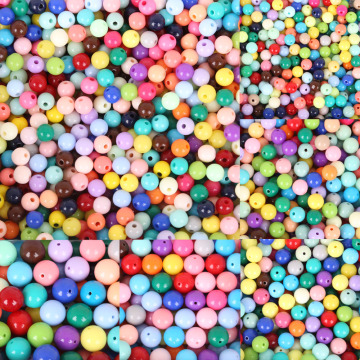 Pick Size 6/8/10/12/14/16MM Random Mixed Shiny Plastic Acrylic Loose Spacer DIY Round Ball Beads for Jewelry Findings Making