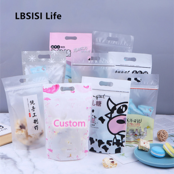 LBSISI Life 50pcs Christmas Candy Cookie Gift Zip Lock Plastic Packaging Bags Hand Hold Biscuits Package Wedding Favor Bag