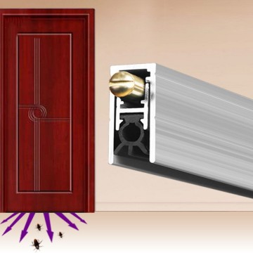 Custom Made Automatic Door Seals Hotel Home Wooden Door Bottom Sweep Seal Strip Aluminium Holder + Rubber Hotel Residential