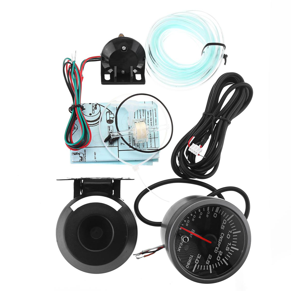 2.5'' 60mm Car LED Turbo Boost Vacuum Pressure Gauge 0-3 Bar DC 12V Universal Auto Turbo Boost Meter Kit with Peak Alarm