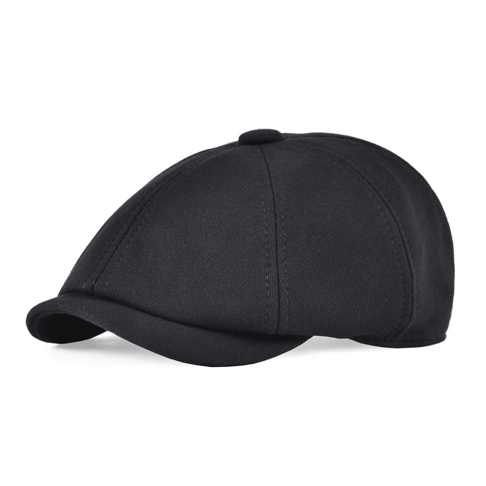 VOBOOM Big Size Cotton Men Women Black Flat Ivy Beret Cap Soft Solid Color Boina Driving Cabbie Hat Adjustable Newsboy Caps 321