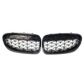 1 Pair 5 Series F10 Diamond Grille Meteor Style Front Black Edge Bumper Grill Car Styling for Bmw F10 F18 520I 523I 525I 530I 53