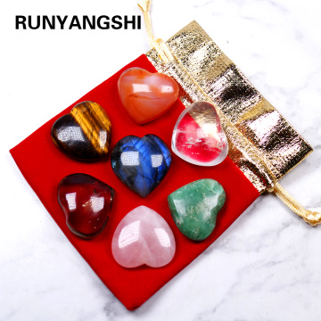 7PCS/set Natural crystal handicraft love shape Crystal Mineral Specimen Healing Stones Rough Ore Seven chakras therapy stone