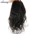 Isheeny Human Hair Ponytail extensions 8"-24" Brazilian Wavy Drawstring Pony Tail Clip In Hair Natural Color 100g