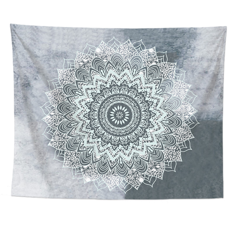 Grey Gradient Mandala Tapestry Wall Hanging India Wall Cloth Tapestries Psychedelic Wall Carpet Blanket Dorm Backdrop Boho Decor