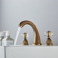 Basin Faucets Gold Brass Modern Bathroom Sink Faucet Double With drill Handle 3 Hole Bathbasin Counter Mixer Taps XR8260