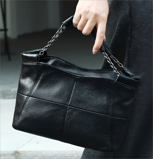 Leather women's chain shoulder bag