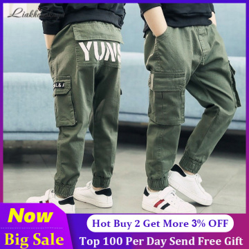 2020 Fashion Boys Pants Trousers 100% Cotton Trousers Child Casual Pants Boy Jeans Hot Sales For Spring Autumn Wear Size 100-160