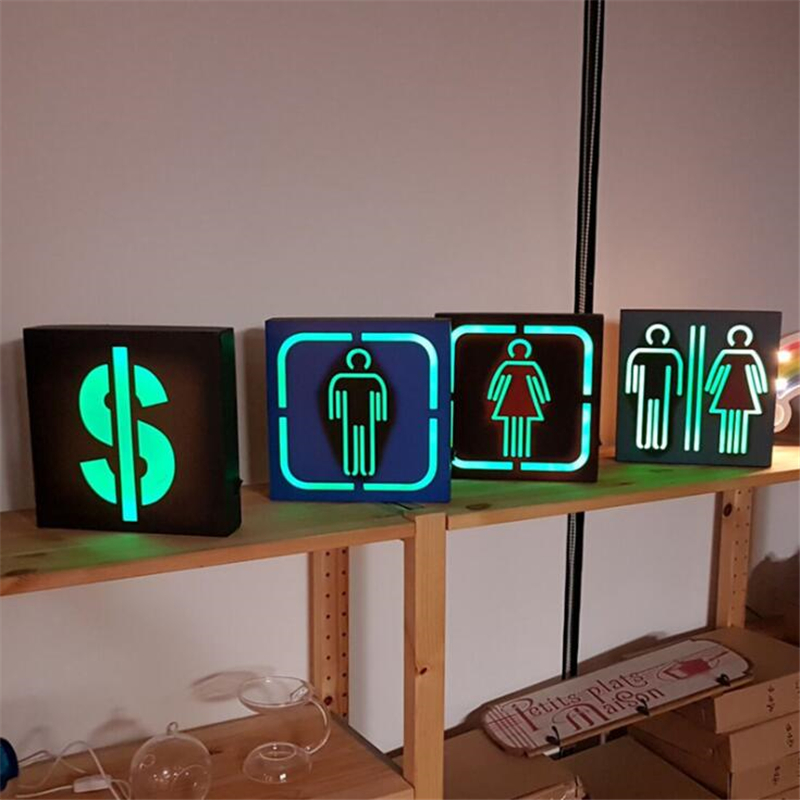 Wall Decoration led Lightbox No Smoking WC VIP LED Illuminated Neon Signs Light Wall Lamp Bar Pub Marked Light For Cafe Plaques