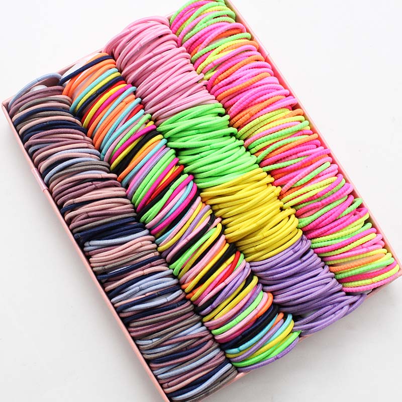 100pcs/lot 3CM Hair Accessories girls Rubber bands Scrunchy Elastic Hair Bands kids baby Headband decorations ties Gum for hair