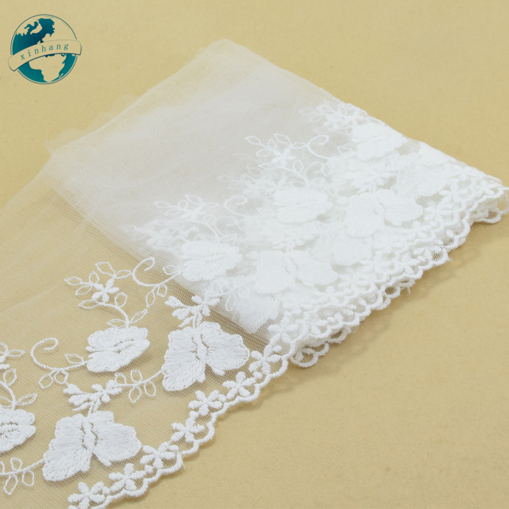 14cm width white lace cotton embroidery lace french lace ribbon fabric guipure diy trims warp knitting sewing Accessories#4178