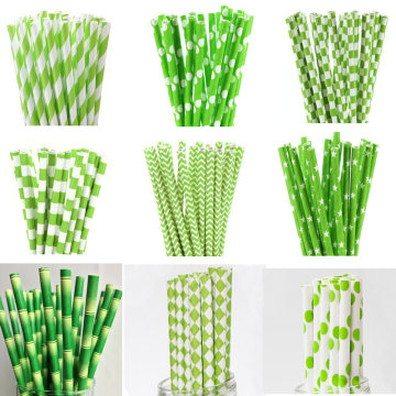 25pcs Grass Green Paper Straws For Birthday Wedding Decorative Event Party Baby Shower Paper Drinking Straws Supplies