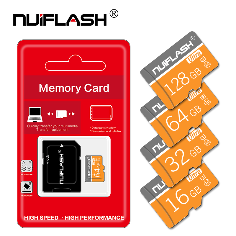 Nuiflash micro sd 128GB 64GB 32GB 16GB 80mb/s TF usb flash memory card microsd 8GB/48MB/s class10