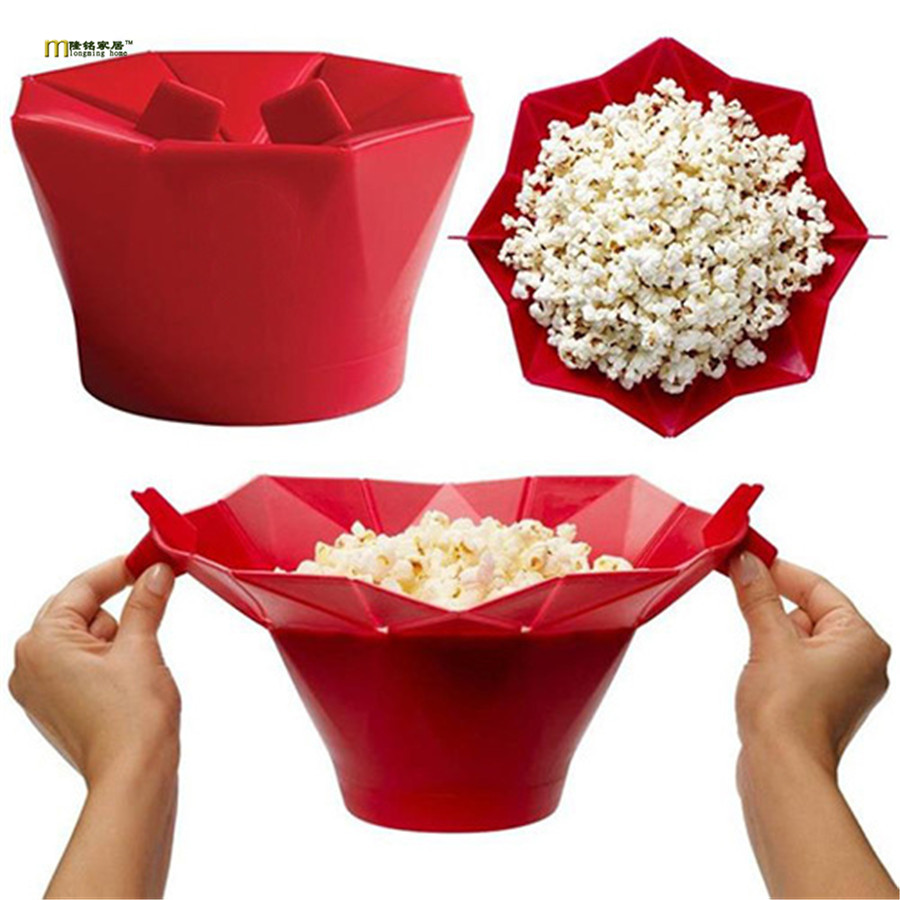 1PC Magic Microwave Silicone Popcorn Maker Fold Bucket Popper Bowl DIY Healthy Snack Makers Container Kitchen Baking Too LN 003