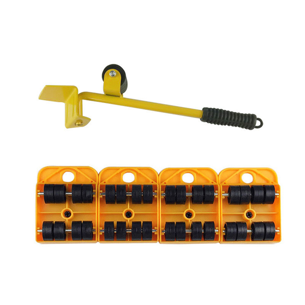 5 in 1 Crowbar Furniture Transport Roller Set Cabinet Removal Lifting Moving Tool Move Heavy Furniture House Household Tool Set