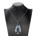 Tree of Life Pendant Amethyst Rose Crystal Necklace Gemstone 7 Chakra Jewelry for Women Girl men 4*8cm pendant