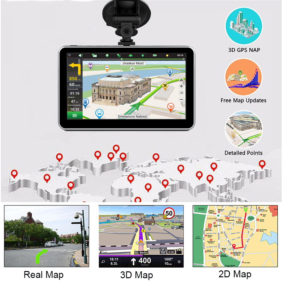 Anfilite Car DVR 7 inch Android dash cam wifi GPS Navigation fhd 1080p Camera Recorder Vehicle Recorder free EU Russia maps