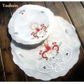 HOT White embroidery table place Mat cloth cotton round Placemat drink kids doily dining Coaster pot mug cup holder Pad Kitchen