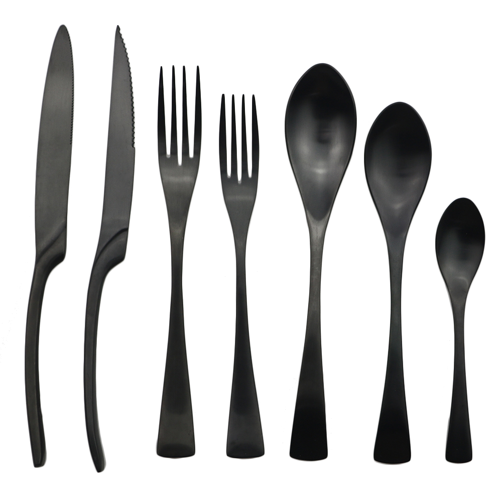 High Quality Black Dinnerware Set 18/10 Stainless Steel Cutlery Set Knife Fork Spoon Dinner Set Silverware Kitchen Tableware Set