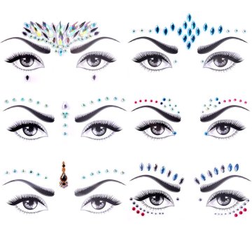 Face Jewels Glitter, 1 PCS Jewels Tattoo Mermaid Face Gems Rhinestones Eyes Body Stickers Crystals Glitter for Party Festival