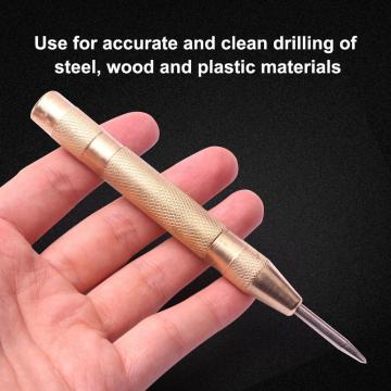 New HSS Brass 130mm Automatic Center Pin Punch Spring Loaded Marking Starting Holes Tool HRC58-62 degree for Steel Plastic Wood