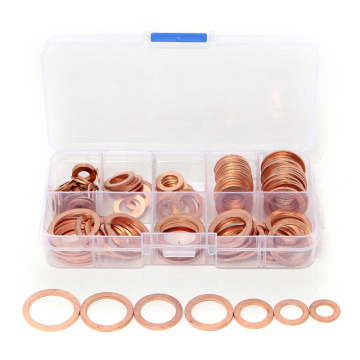 120PCS/Set Solid Copper Washers Assorted Seal Flat Ring Set Solid Gasket Sump Plug Oil Hardware Accessories Copper Washers