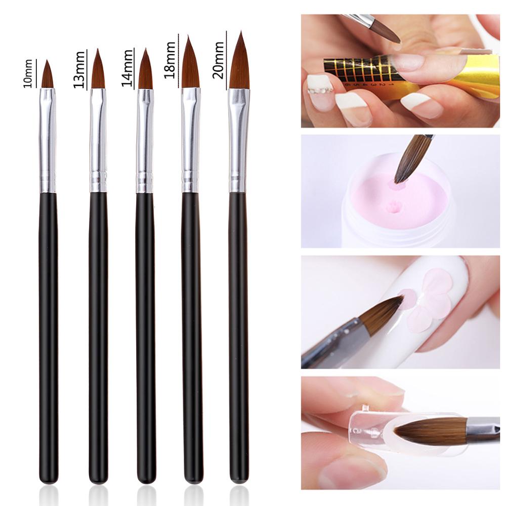 Monja 5pcs Nail Art Acrylic Liquid Powder Carving Flower Shaping Builder Brush Pen Manicure Tool