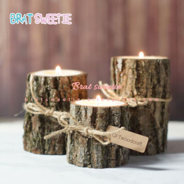 3pcs/set Wooden Candle Holder Candlestick Rustic Wedding Decor Christmas Table Decoration Birthday Party Supplies