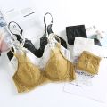 HONVIEY New Lingerie Set Full Lace Yellow Underwear Thin Comfortable Bra Set Gathered Beautiful Embroidered Bra & Brief Sets