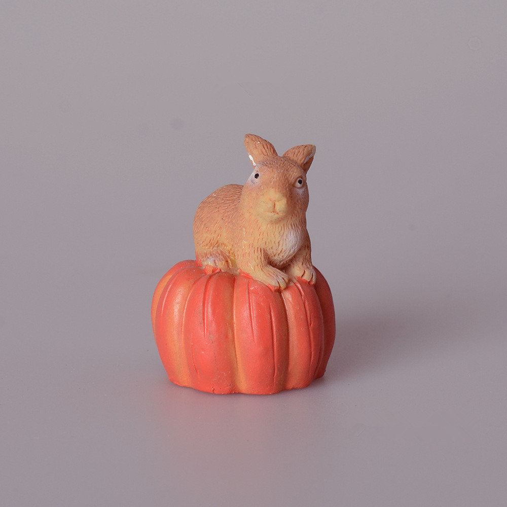 1PC Cartoon Pumpkin Hedgehog Squirrel Bunny Miniature Figurines Resin Animals Fairy Garden Ornaments Home Decoration Accessories