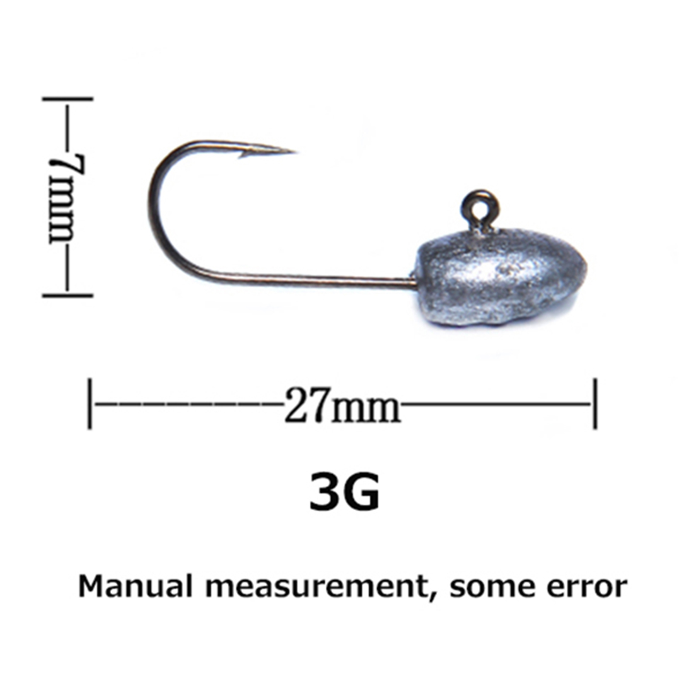 GoByGo 20Pcs/Lot Exposed Lead Jig Head 27mm 3g Barbed Hook Soft Lure Jigging Hook Fishing Hooks Fishing Tackle WLH004