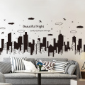[shijuekongjian] Black Buildings Wall Decals Vinyl DIY European Style Home Decor Sticker for Living Room Bedroom Decoration