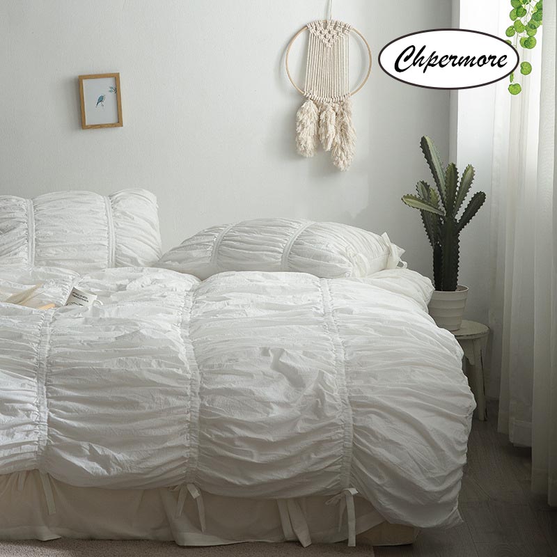 Chpermore Korean Girl princess style Bedding set 100% Cotton Duvet cover Sets Bed Sheets pillowcases 3/4 PCS Queen King Size