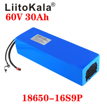 LiitoKala 60V ebike battery 60V 30Ah 18650 16S9P lithium ion battery electric bicycle battery 60V 1500W electric scooter battery