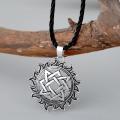 QIAMNI Retro Alatyr Star Slavic Amulet Necklace Rope Chain Svarog Square Pendant Norse Talisman Pagan Necklace Viking Jewelry